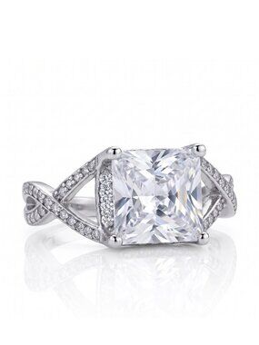 Princess Cut gemstone ring, 925 Sterling Silver